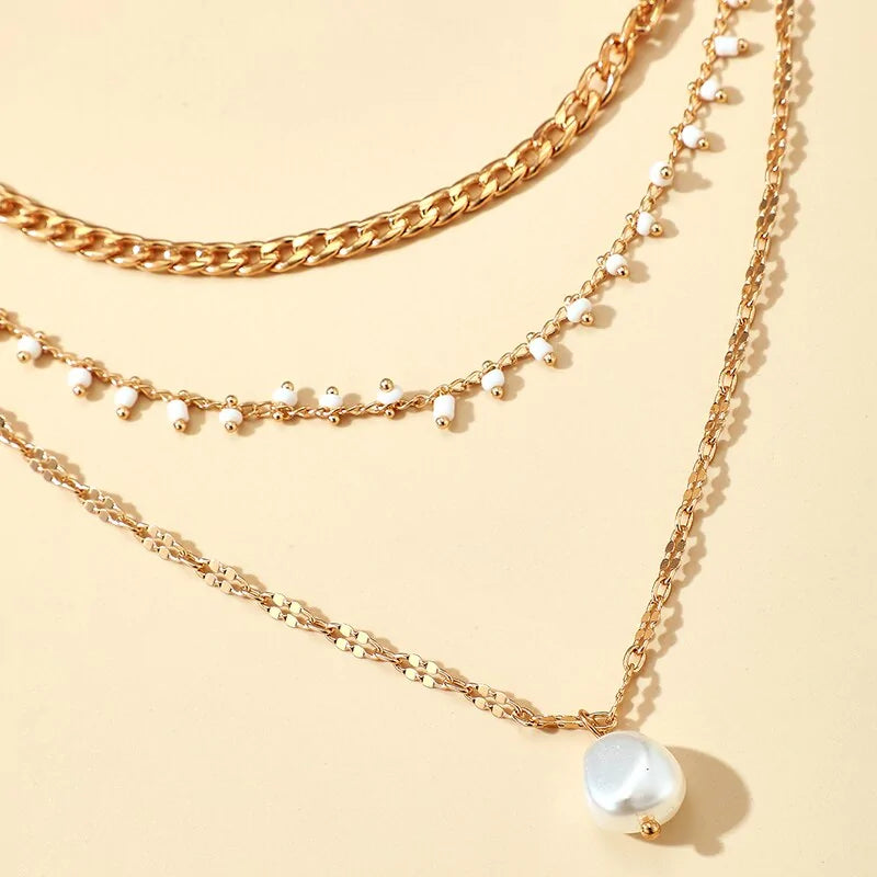 Pearl Pendant Layered Necklace