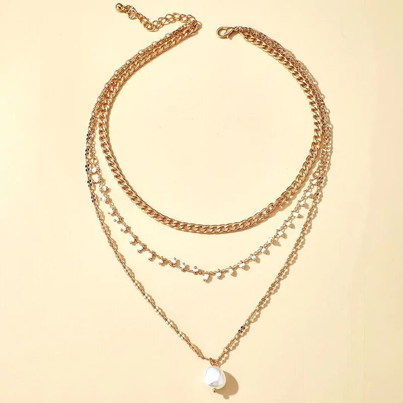 Pearl Pendant Layered Necklace