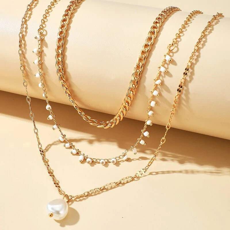 Pearl Pendant Layered Necklace